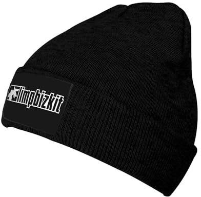 Bizkit Rap Rock Band Limp Metal Band Strickmütze Beanie-Mütze Winter-Strickmütze Weich Warm Skimütze Schwarz.
