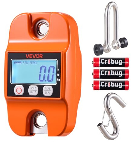 VEVOR Balance à Grue Numérique 400 kg Balance Suspendue Précision 100 g Peson Électronique Portable pour Ferme, Chasse, Pêche, avec Boîtier en Aluminium Moulé, Écran LCD, 3 Unités, Arrêt Automatique