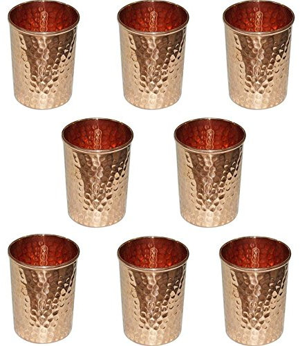 Gobelets en cuivre martelé verres à eau pour la vaisselle de guérison Ayurvedic produit Set de 12