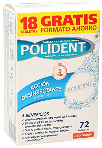 Polident Lot de 72 tablettes nettoyantes pour prothèses dentaires