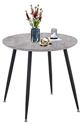 GOLDFAN Esstisch Rund Retro Design Runder Esstisch für Wohn- und Esszimmer für 4 Personen Essen Grau 80 cm