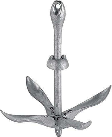 MARINEO Faltklappanker Anker Klappanker Klappdraggen Stahl verzinkt mit Arretierungsscheibe (0,7 kg)