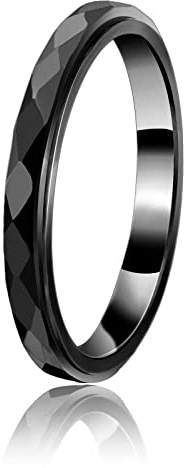 Nanafast 3mm Titanium Steel Anxiety Rings for Women Men Multi-faceted Wedding Band Fidget Rings for Anxiety for Women Rhombus Spinner Ring for Stress Relief Comfort Fit for Engagement Black 9