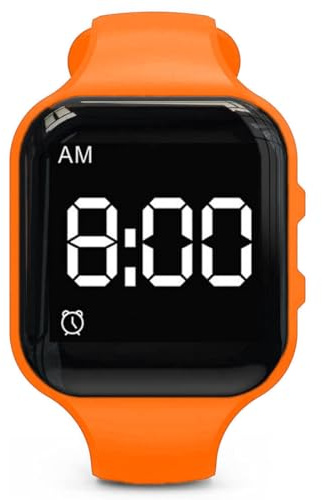 e-vibra Orologio per Addestramento alla Potta - Orologio Silenzioso con Allarme Vibrazione - con fino a 8 Allarmi Personali, Allarme per la Medicina, Colore: arancione., Bracciale