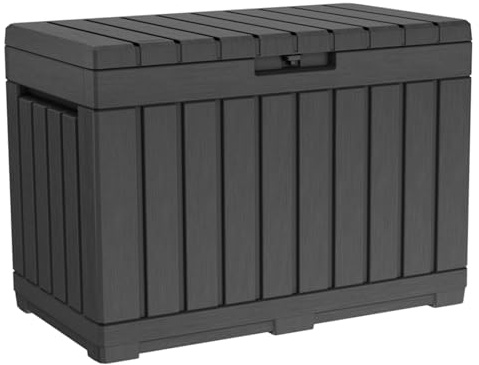 Keter Kentwood Storage Box 190L - Contenitore da giardino, resistente ai raggi UV, 82,3 x 45,7 x 57,7 cm, colore: Grafite