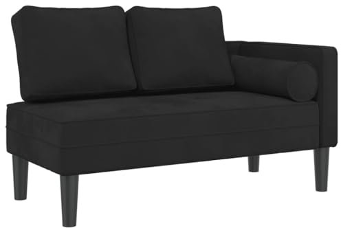 vidaXL Chaiselongue, Indoor Lounge Sofa mit Kissen, Gepolsterte Recamiere für Wohnzimmer Schlafzimmer Büro, Relaxliege Couch, Schwarz Samt