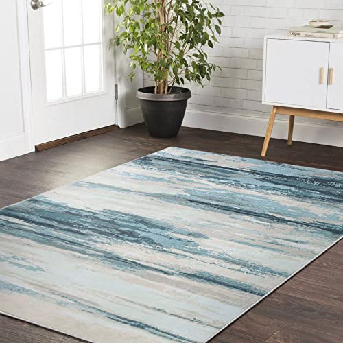 Tinyboy-hbq Rugs Living Room - Modern Soft Rug for Bedroom Dining Room Large Short Pile Non Slip Abstract Area Rugs Carpet Home Decor (Blue, 80 x 120 cm)