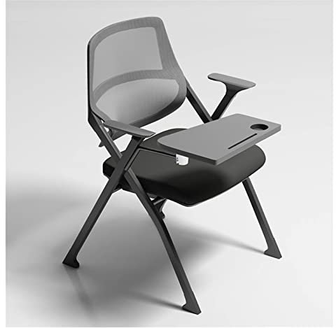 Ergonomisk nätbaksida surfplatta armstol med skrivbräda för konferensmöten (grå)