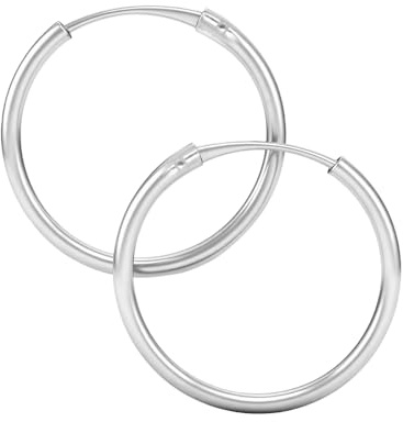 Aros plata mujer de 15, 20, 30 y 40mm - Pendientes aro hombre o mujer en plata de ley 925 que se envían en una cajita ideal para regalo - Aretes de 2mm de ancho (30mm)