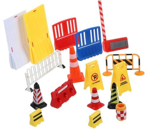 YARNOW 1 Ensemble De Blocs De Modèle De Barricade De Circulation Routière Jouets Sensoriels pour Enfants Jouets pour Enfants Mini Panneaux De Signalisation Clôture Miniature