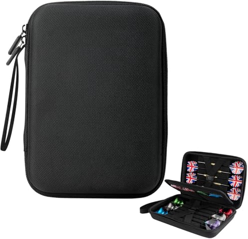 Darts Tasche, 1 Stück Eva Darttasche, Dart Box, Dartkoffer, Dartwallet mit 4 Tasche, Darttasche, Dart Tasches Box, Fasst 12 Darts, für Pfeile Spitzen und Weiterem Zubehör(Schwarz)
