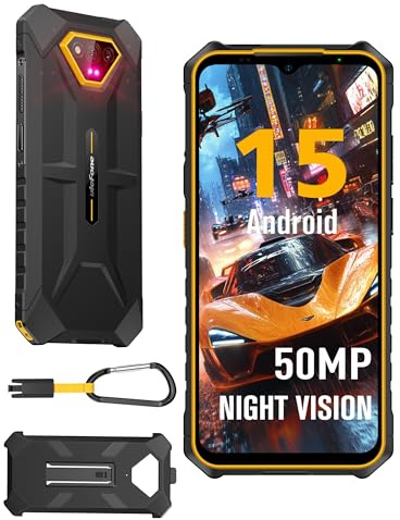 Ulefone Armor X13 Téléphone Portable Incassable Android 15, 50MP+24MP Nocturne Vision, 12Go+64Go/SD 256Go, 6320mAh Batterie, 8-Core, 6,52 HD+, Smartphone Incassable 4G Dual SIM/Face ID/GPS/NFC