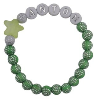 Pulsera de perlas para bebé y niño con nombres de 6 a 12 meses, aprox. 11 cm para bautizo, sesión de fotos, pulsera de nacimiento, pulsera de nombre, pulsera de bautizo, pulsera infantil.