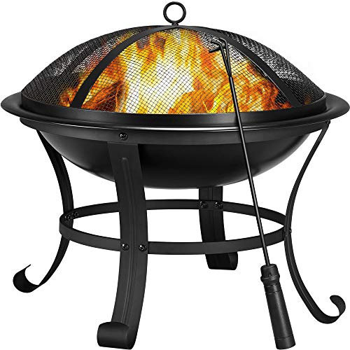 Yaheetech Brasero Exterior Jardin Chimeneas de Hierro para Carbon Leña Estufas ​de Pie Plegable para Terraza 54 x 54 x 49,5 cm Negro