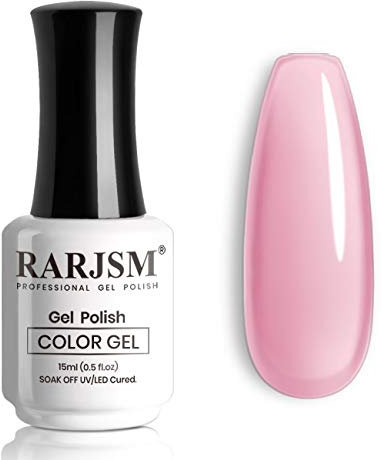 RARJSM Sheer Pink Gel Polish,Transparent Nude Pink Gel Nail Polish,15ML Natural Nail Polish Color UV LED Cured French Manicure Spring Summer Nail Art