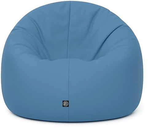 Patchhome - Pouf 2 in 1, cuscino da pavimento, poltrona a sacco da gaming, per adulti e bambini, con imbottitura (Ø 100 cm, grigio-azzurro)