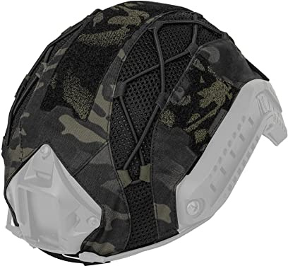 Funda táctica de camuflaje para casco rápido en talla M/L, equipo de tiro de paintball, nailon 500D, sin casco (camuflaje negro)