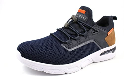 Bugatti Atmungsaktives Turnschuhe Leichtgewichts Mesh Obermaterial Laufschuhe Ultraleichte Sohle Sneaker Elastischen Schnürsystems, Dunkelblau, 46 EU