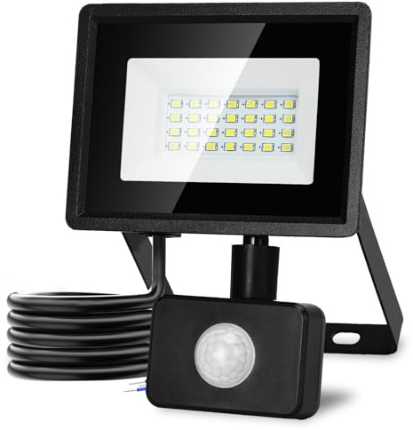 Aigostar 20W LED Strahler mit Bewegungsmelder Außen,1650LM 6500K Kaltweiß Außenstrahler,IP65 Wasserdicht Scheinwerfer, Aussenleuchte für Garten, Innenhöfe,Garage, Hotel