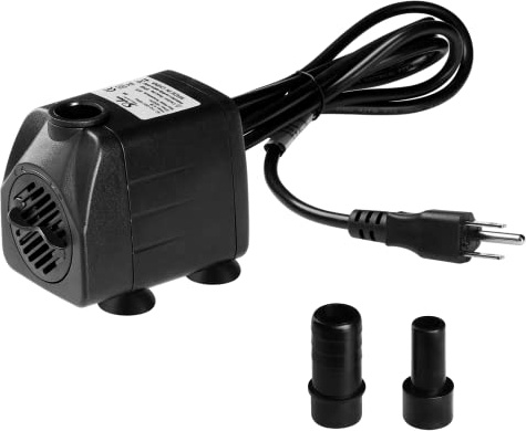 Simple Deluxe 160GPH Submersible Water Pump (600L/H, 8W) with Adjustable Intake, 4.3ft High Lift, 2 Nozzles, Perfect for Fish Tank, Pond, Aquarium, Hydroponics Black
