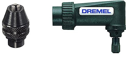 Dremel 4486 Mandrin Universel Autoserrant de 0,8mm à 3,2mm pour Outil Multifonction Rotatif & 575 Renvoi d'angle à 45°, coude pour outils multifonctions, 12 positions différentes, profondeur 6cm