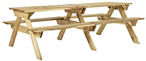 GuyAna Picknicktisch mit Bänken 220x122x72 cm Kiefernholz Imprägniert Bierbank Picnic Benches Outdoor