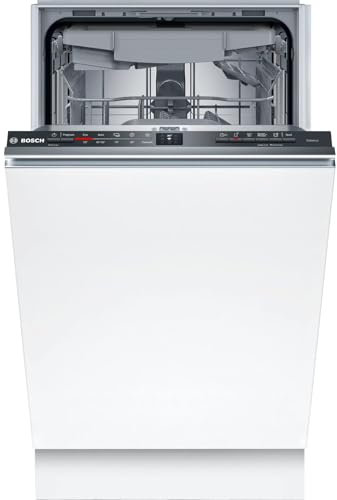 Bosch SPV2HMX42E, Serie 2, Smarter Geschirrspüler Vollintegriert, 45 cm breit, Besteckschublade, extra Trocknung auf Knopfdruck, höhenverstellbarer Oberkorb, leiser und effizienter Motor, mit aquaStop