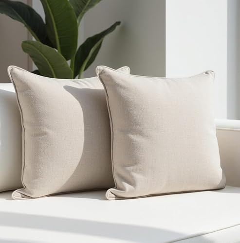 Sofakissen mit Füllung und Bezug - Sofakissen 40x40 cm - Couchkissen Beige 2er Set mit viel Füllung – OekoTex zertifizierte Zierkissen für Sofa & Couch – Bequeme Dekokissen Wohnzimmer, Schlafzimmer