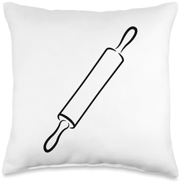 Rolling Pin Sketch Bakery Worker Throw Pillow