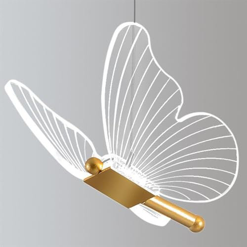 Mengjay Moderne Dimmable Suspension LED Hauteur Réglable Lustre de Table à Manger, Lampe pendante LED papillon créative, Luminaire pour Enfants Chambre (B (tête simple))