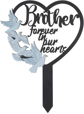 28CM Metal Brother Grave Decorations Sign for Cemetery Memorial Plaque Brother forever in our hearts Remembrance Gifts for Loss of Brother Plaque for Boy Graveside Graveyard Outdoor Decor