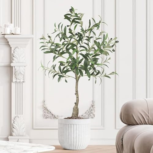 YOLEO 3FT Artificial Olive Tree Faux Silk Olive Plant for Home Office Decor Indoor Lifelike Fake Tree (Style 3)