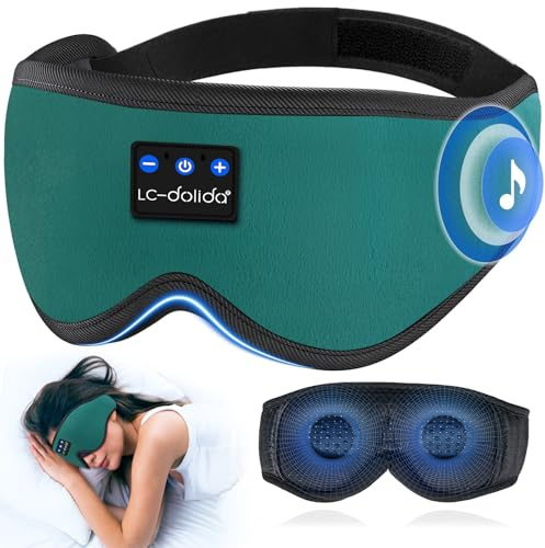LC-dolida Masque de Sommeil avec écouteurs Bluetooth V5.4, Masque de Nuit Sans Fil peut Jouer 15 Heures Casque de Sommeil Bluetooth pour les Voyages,la Sieste, le Travail Posté