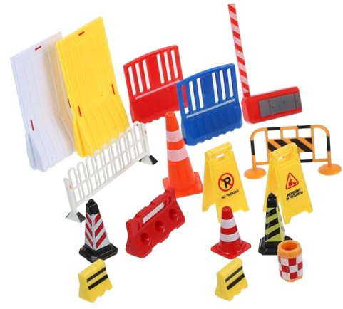Yardwe 1 Ensemble Barrage Routier Miniature Blocs Route Enfants de barrières routières d'obstacles de Circulation barrière de Circulation Miniature Mini-clôture Plastique