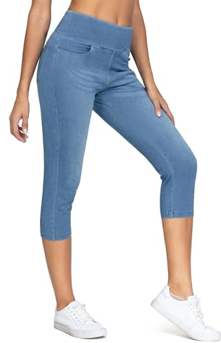 THE GYM PEOPLE Women's High Waist Capri Jeggings Stretchy Skinny Jeans