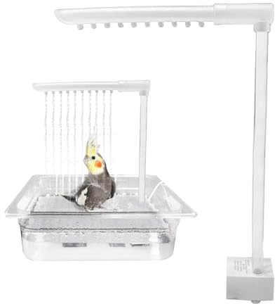 Doccia per pappagalli, fontana da bagno per uccelli, soffione a gabbia con fontana automatica, comoda giocattolo automatico della piscina per animali