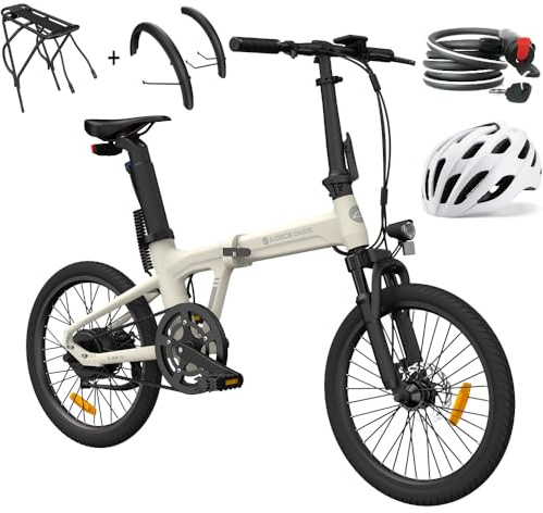 ADO Air 20S Folding E-Bike, Electric Bike Equipped with Carbon Belt/Torque Sensor/Hydraulic Disc Brakes/APP City Commuting, Electric Bike for Adults(Shock Absorption Version) (White)