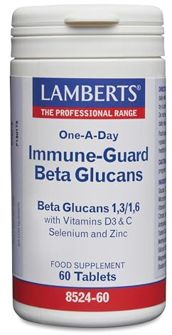 Lamberts Immune-Guard Beta Glucanos | 60 Tabletas | Apto para Vegetarianos | Vitaminas D3, C, Selenio y Zinc | Betaglucanos 1,3/1,6 | Apoyo Sistema Inmune | Calidad Farmacéutica GMP
