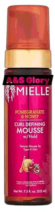 AS GloryMielle Pomegranate and Honey Curl Defining Mousse with Hold, Professional Styling Product for Type 4 Hair 7.5oz, 222ml