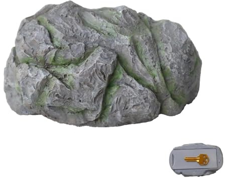 Falso sasso nascondiglio, Portachiavi di scorta for esterni a forma fungo in pietra, 12x7,2x5,6 cm
