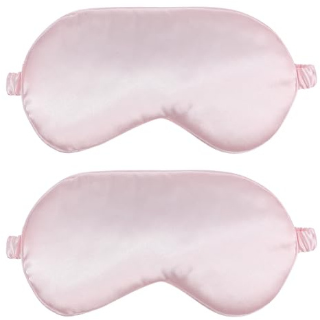 2 stycken sidensovmask för kvinnor, mjuk silke sovmask ögonmask med justerbar rem ögonmask för sömn ljusblockerande sömnglasögon ögonsovskydd nattmask för män kvinnor rosa