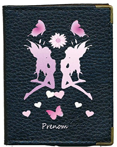 Pochette Etui Porte Cartes bancaire, Credit, fidélité, Noir - pour 24 Cartes Fee personnalise avec prenom Cadeau Fete des Meres