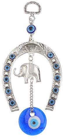 Garneck Malocchio Blu Turco con Amuleto Decorativo da Parete con Elefante Portafortuna Ornamenti Appesi Protezione E di Benedizione Portafortuna, per Inaugurazione della casa