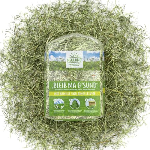 HEULAND® Fieno di alta qualità con camomilla e calendula, fieno fresco di montagna per piccoli animali, conigli, erbe, criceti, cavie, roditori, conigli nani (500 grammi)