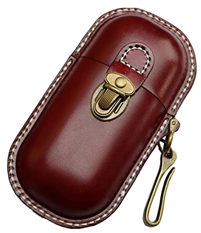 Fanyixuan Handmade Leather Eyeglass Case Hard Shell Retro Men And Women Sunglasses Nearsighted Glasses Hooks Protection Box (Crimson)