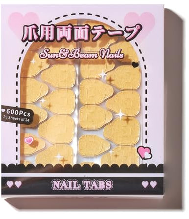 Sun&Beam Nails - Doppelseitige Nagelkleber Pads für Kunstnägel, Selbstklebende Klebepads - Wasserdicht, Umweltfreundlich, Extra Stark Haftung - Nail Tabs - 25 Blatt (Standardgröße 600 Stück)