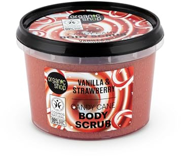 Organic Shop 250ml Body Scrub Candy Cane Vanilla & Strawberry