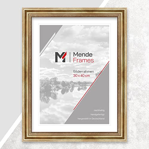 Mende Frames Cornice portafoto anticata, 30 x 42 cm, DIN A3, colore: oro, cornice portafoto in legno, cornice barocca dorata, prodotta in Germania, V450