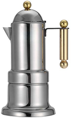 Stainless Steel Moka Pot Express Coffee Maker with Safety Valve - 200 Ml