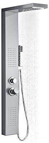 VA-Cerulean Duschpaneel Edelstahl Duschsystem Regendusche System Duschset mit Handbrause, Regendusche, Massagedusche und Wasserfalldusche für Badezimmer Dusche (Silber)